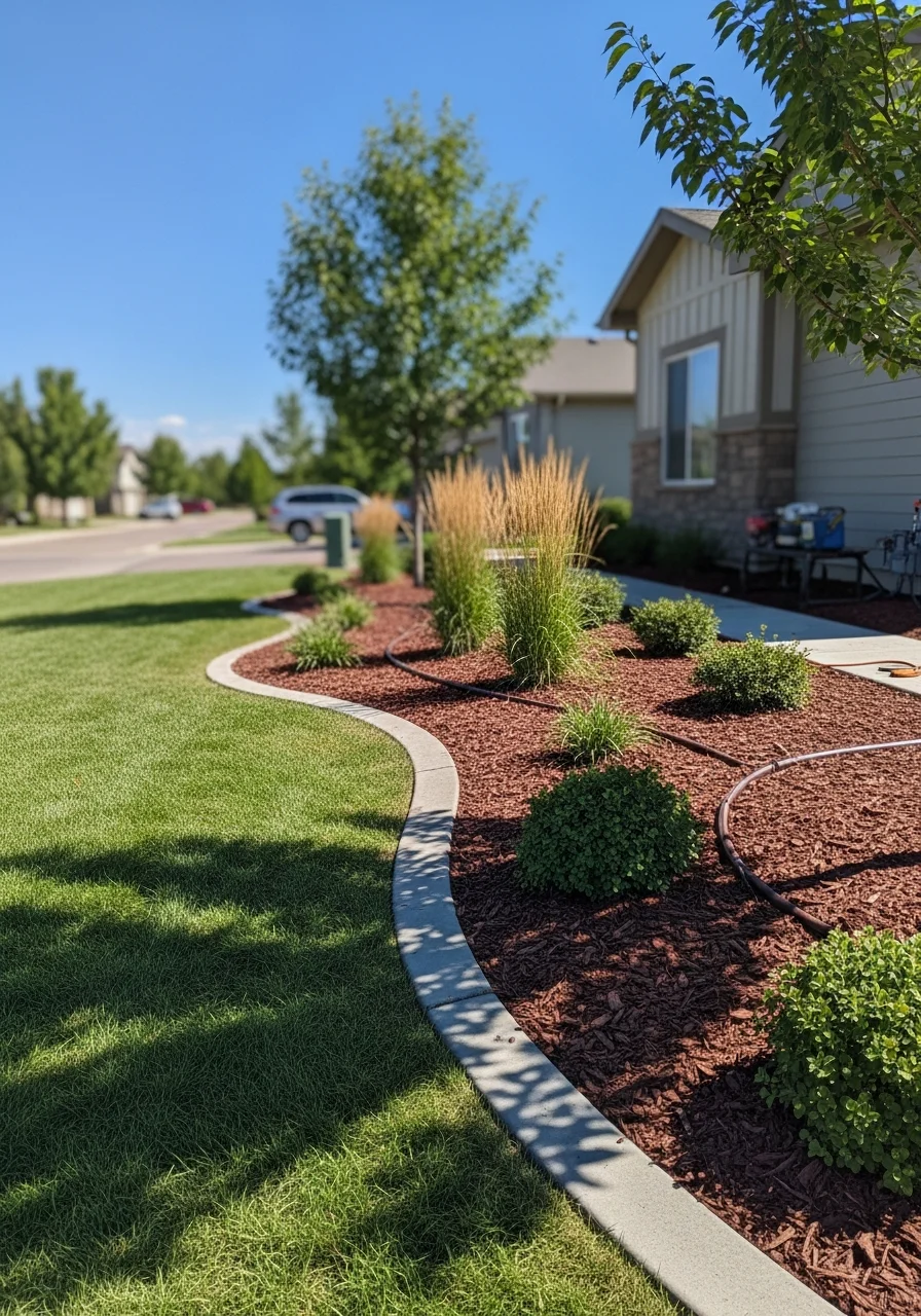 Professional landscape crew performing commercial maintenance on a Parker, CO property.
