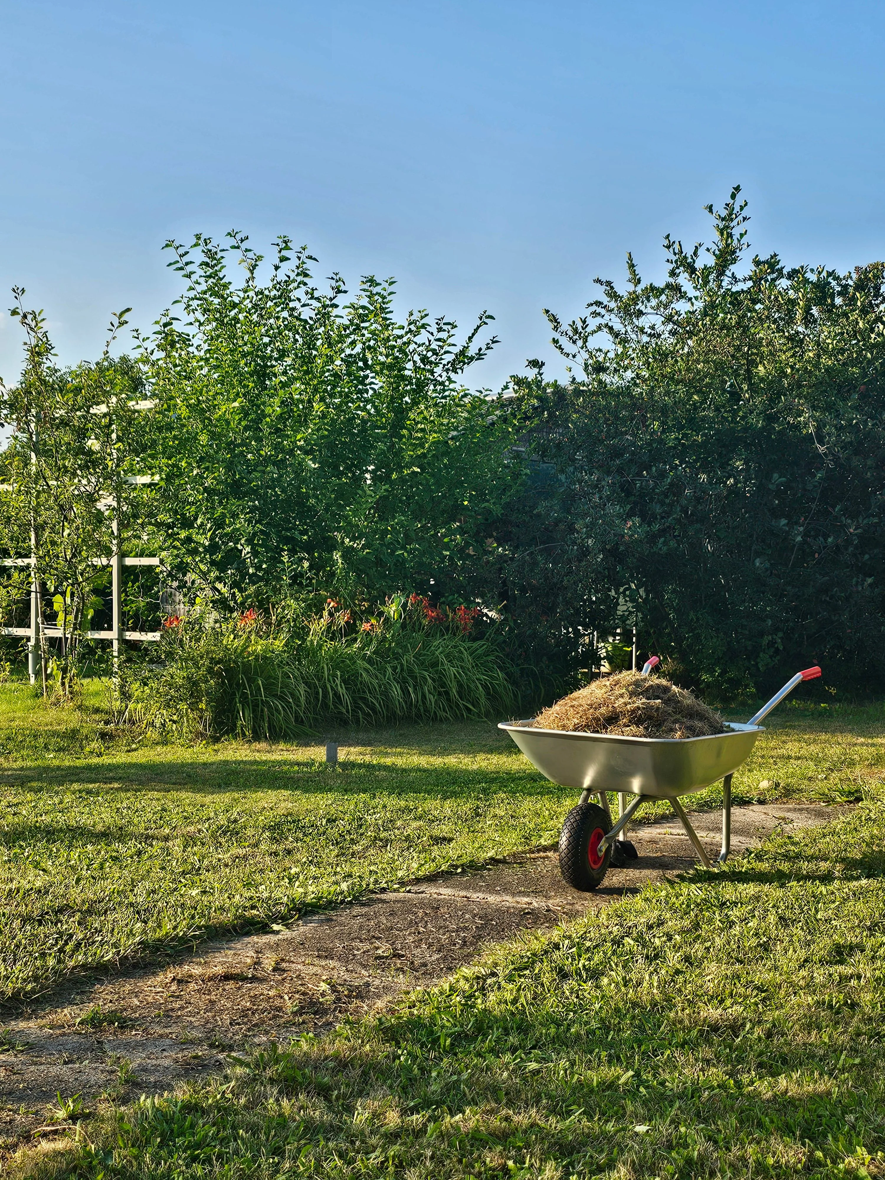 Operator on zero-turn commercial mower cutting large lawn area at commercial property